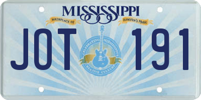 MS license plate JOT191