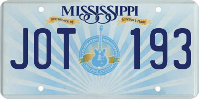 MS license plate JOT193