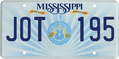MS license plate JOT195