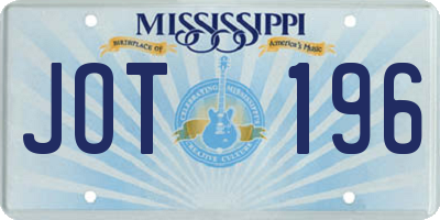 MS license plate JOT196