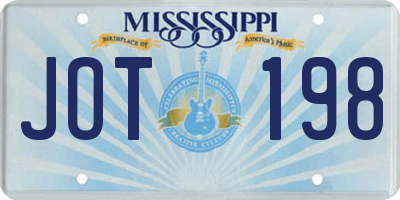 MS license plate JOT198