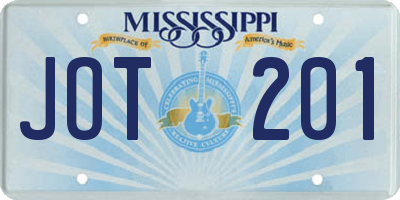 MS license plate JOT201