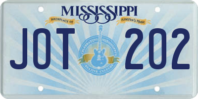 MS license plate JOT202