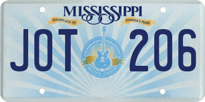 MS license plate JOT206