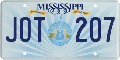 MS license plate JOT207