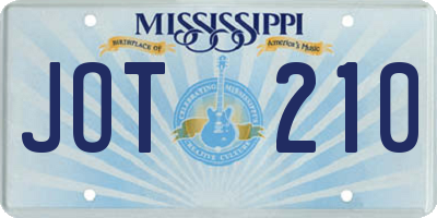 MS license plate JOT210