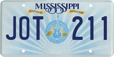 MS license plate JOT211