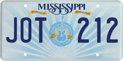 MS license plate JOT212