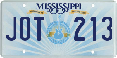 MS license plate JOT213