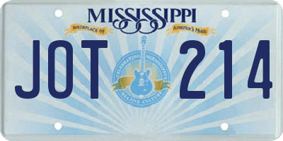 MS license plate JOT214