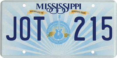 MS license plate JOT215
