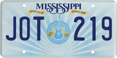 MS license plate JOT219