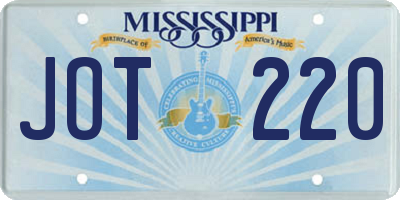 MS license plate JOT220