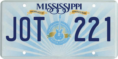 MS license plate JOT221