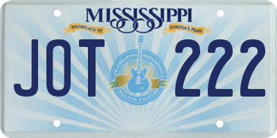 MS license plate JOT222