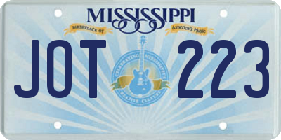MS license plate JOT223