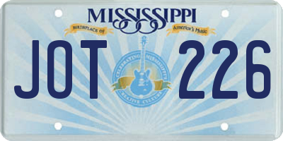 MS license plate JOT226