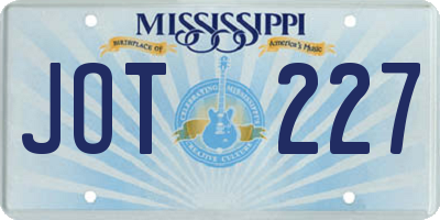MS license plate JOT227