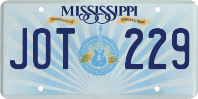 MS license plate JOT229