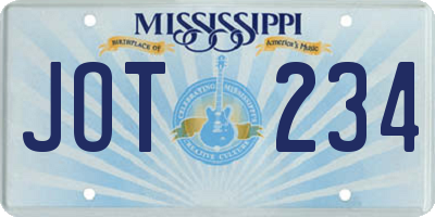 MS license plate JOT234