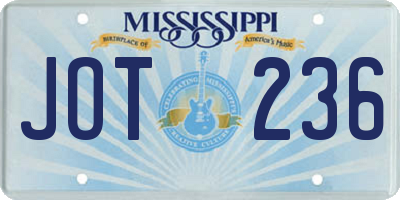 MS license plate JOT236