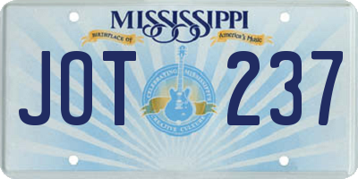 MS license plate JOT237
