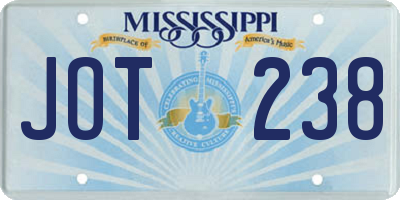 MS license plate JOT238