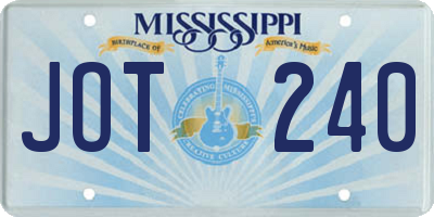 MS license plate JOT240