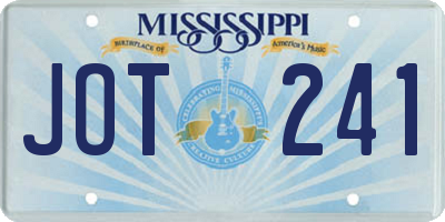 MS license plate JOT241