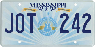 MS license plate JOT242