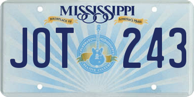 MS license plate JOT243