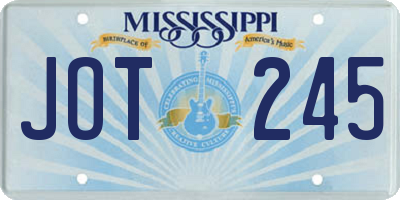 MS license plate JOT245