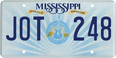 MS license plate JOT248