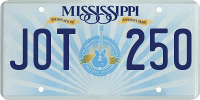 MS license plate JOT250