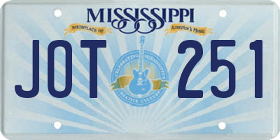 MS license plate JOT251