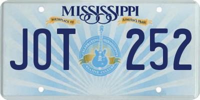 MS license plate JOT252