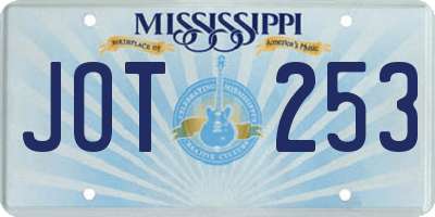 MS license plate JOT253