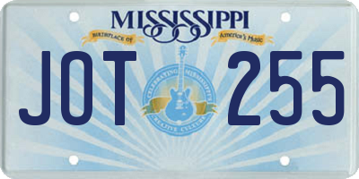 MS license plate JOT255
