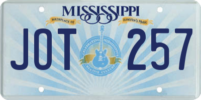 MS license plate JOT257