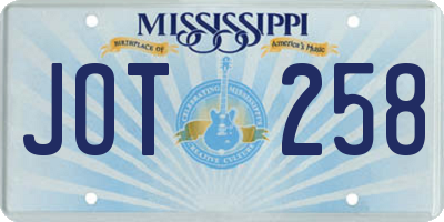 MS license plate JOT258