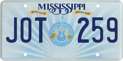 MS license plate JOT259