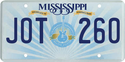 MS license plate JOT260