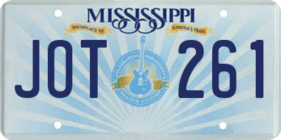 MS license plate JOT261