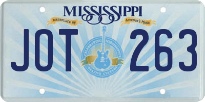 MS license plate JOT263