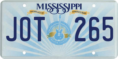 MS license plate JOT265