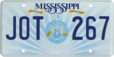 MS license plate JOT267