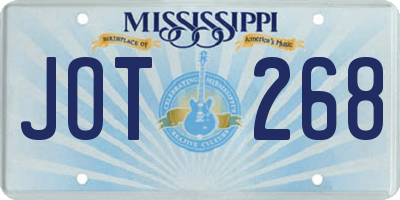 MS license plate JOT268