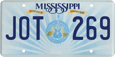 MS license plate JOT269