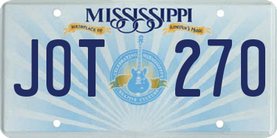 MS license plate JOT270