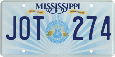 MS license plate JOT274